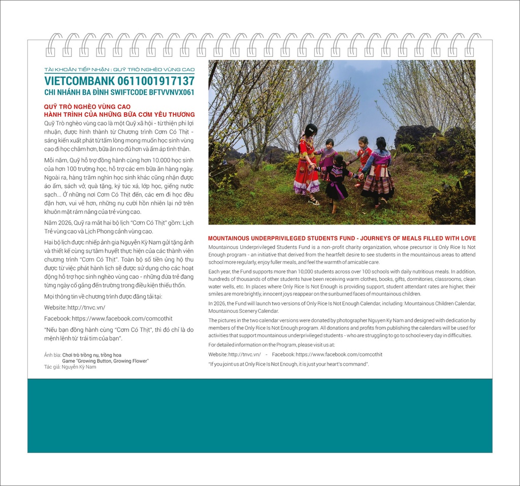 LỊCH BÀN TRẺ EM 2026