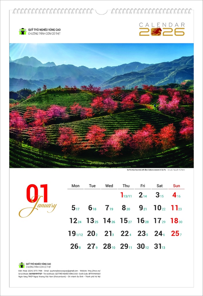 LỊCH TREO TƯỜNG PHONG CẢNH 2026