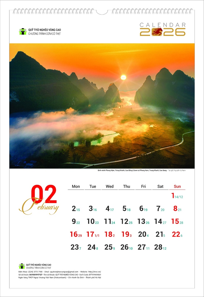 LỊCH TREO TƯỜNG PHONG CẢNH 2026