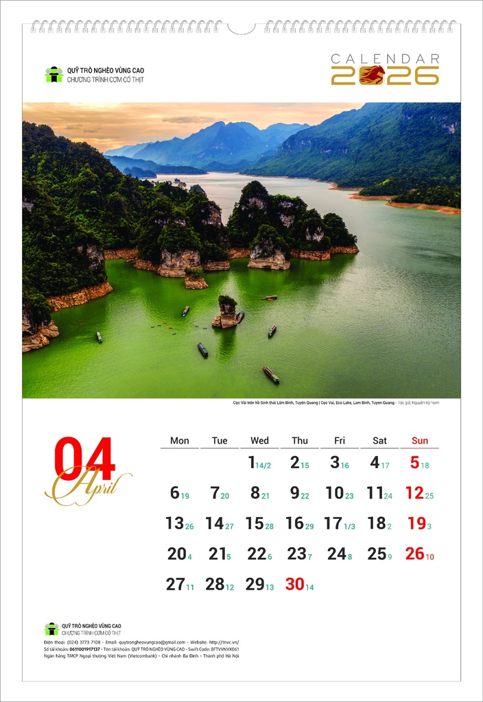 LỊCH TREO TƯỜNG PHONG CẢNH 2026