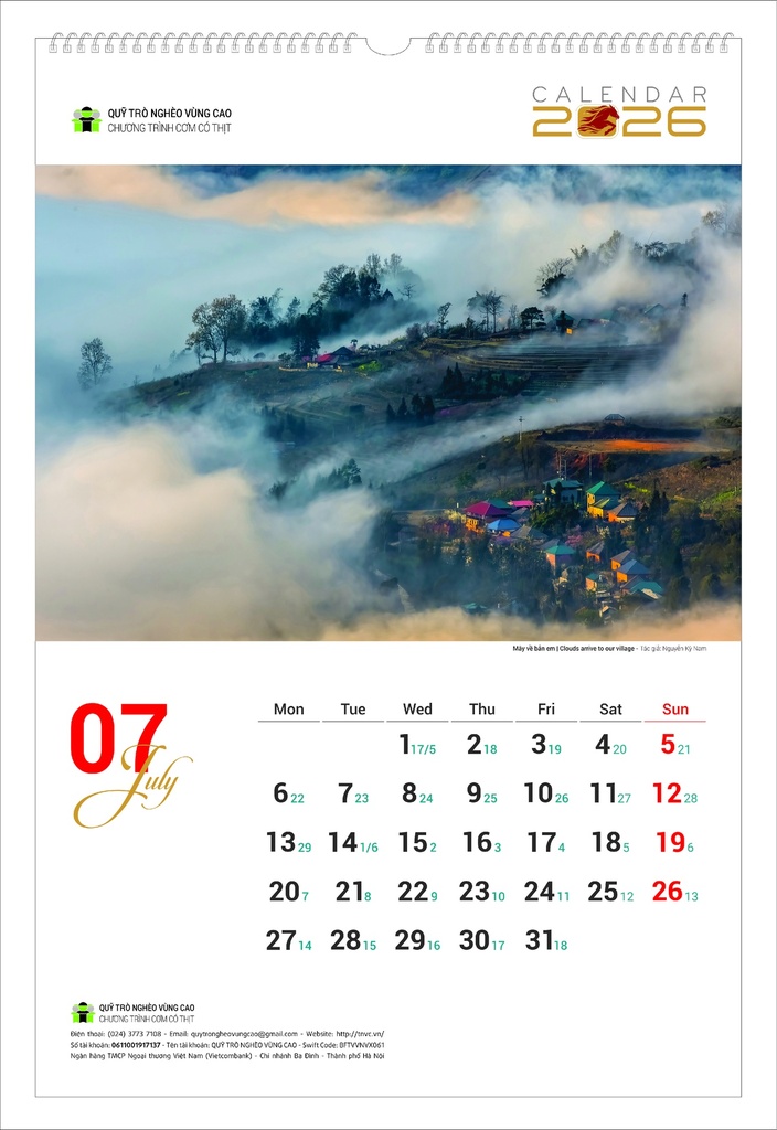 LỊCH TREO TƯỜNG PHONG CẢNH 2026