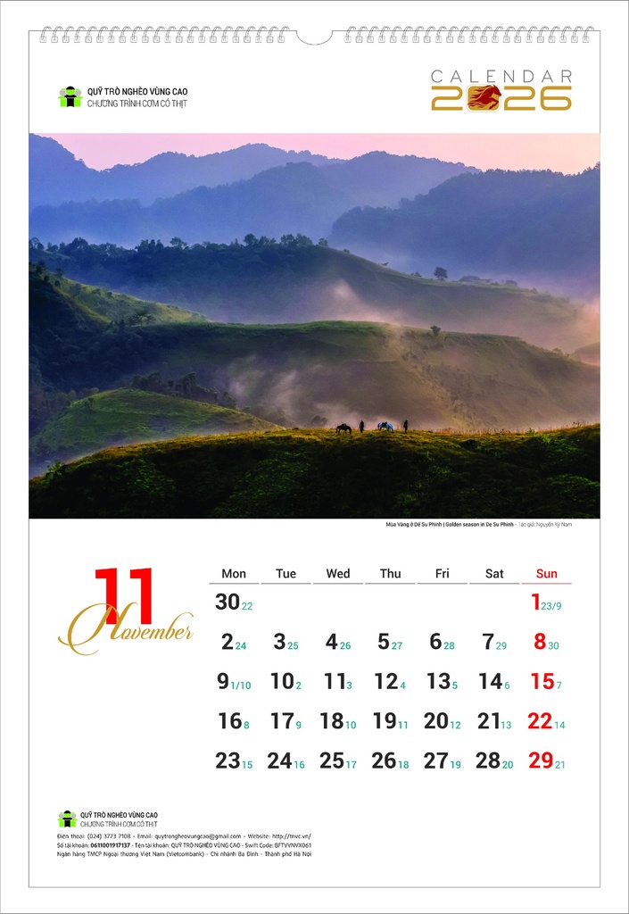 LỊCH TREO TƯỜNG PHONG CẢNH 2026