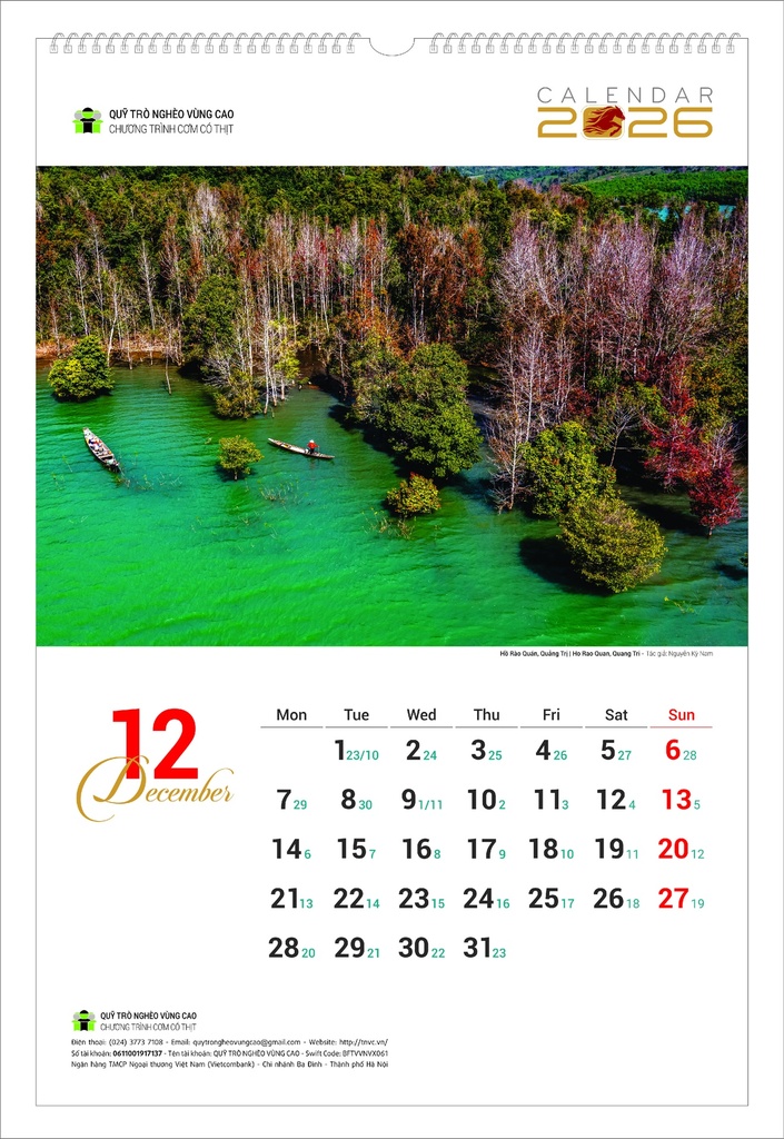 LỊCH TREO TƯỜNG PHONG CẢNH 2026