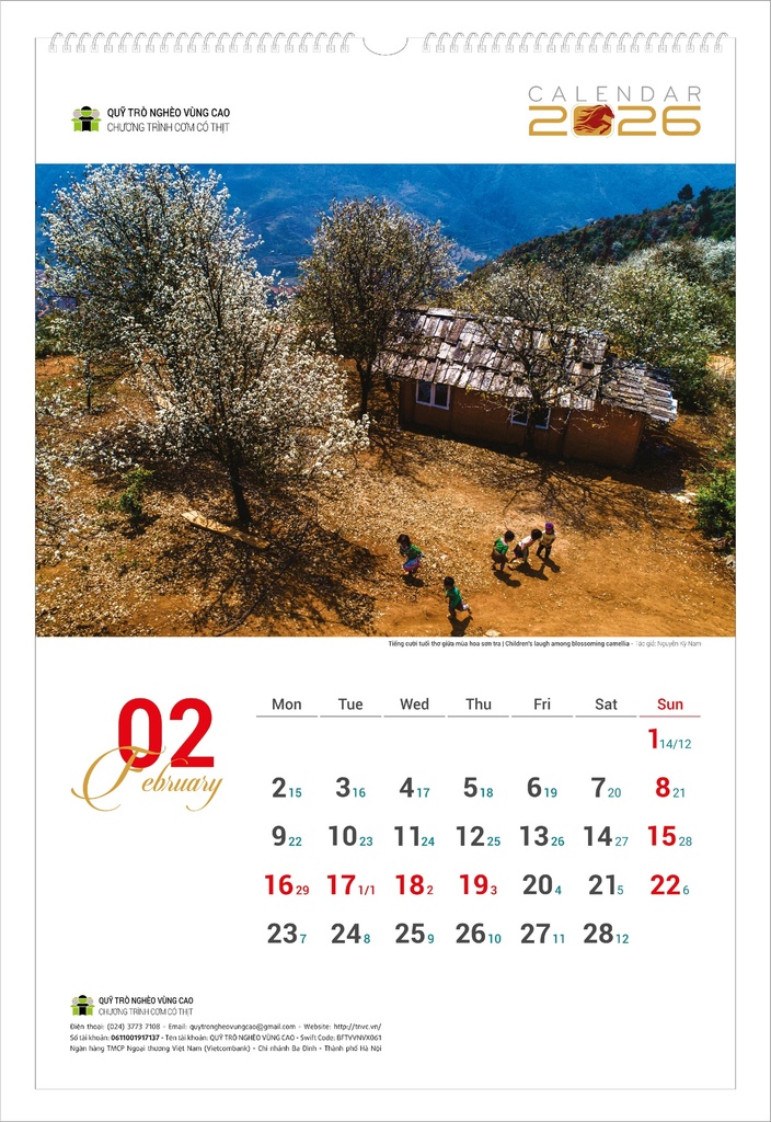 LỊCH TREO TƯỜNG TRẺ EM 2026