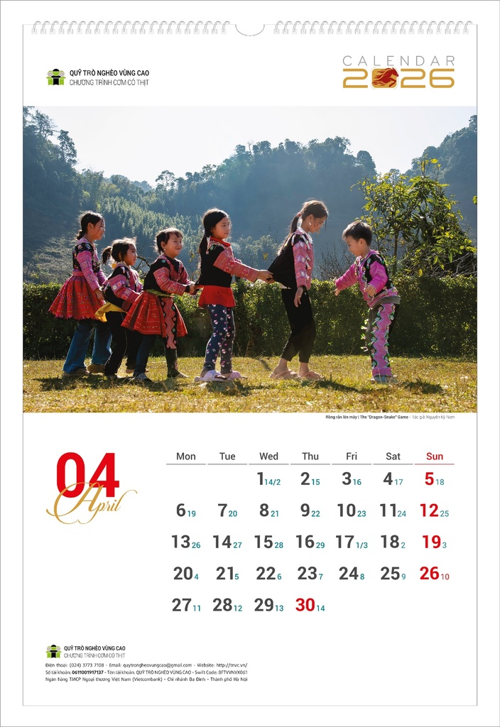 LỊCH TREO TƯỜNG TRẺ EM 2026