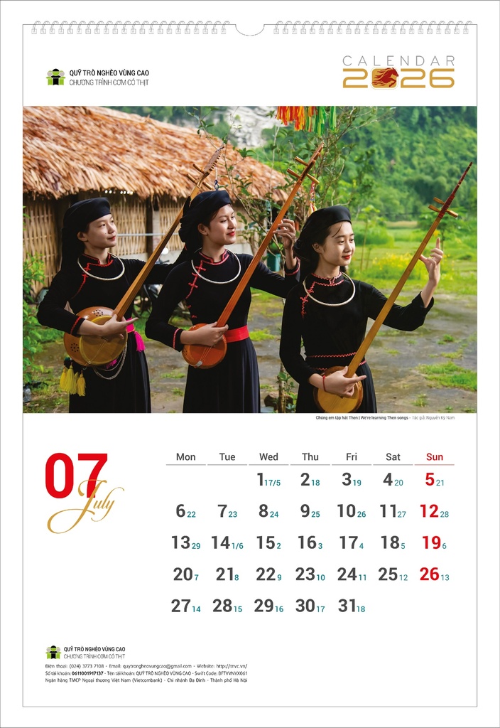 LỊCH TREO TƯỜNG TRẺ EM 2026