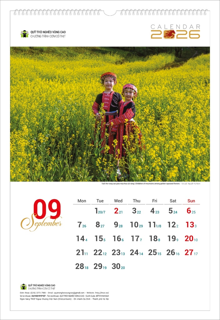 LỊCH TREO TƯỜNG TRẺ EM 2026