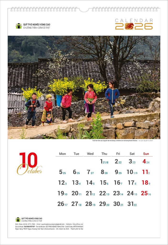 LỊCH TREO TƯỜNG TRẺ EM 2026